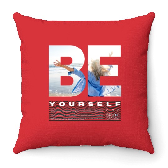 Be Yourself Inspirational Beach Scene Design Throw Pillows