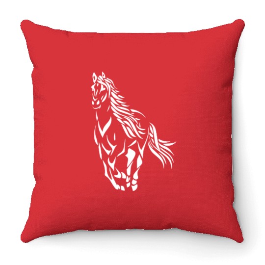 Dynamic Running Horse Silhouette Throw Pillows