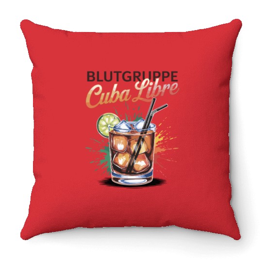 Blutgruppe Cuba Libre Cocktail Bartender Throw Pillows