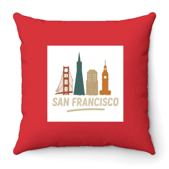 San Francisco Skyline Street Glow Throw Pillows