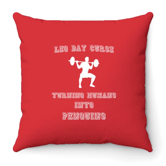 Humorous Leg Day Workout Design Throw Pillows