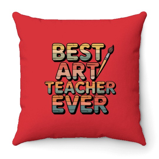 Retro Best Art Teacher Ever  Throw Pillows