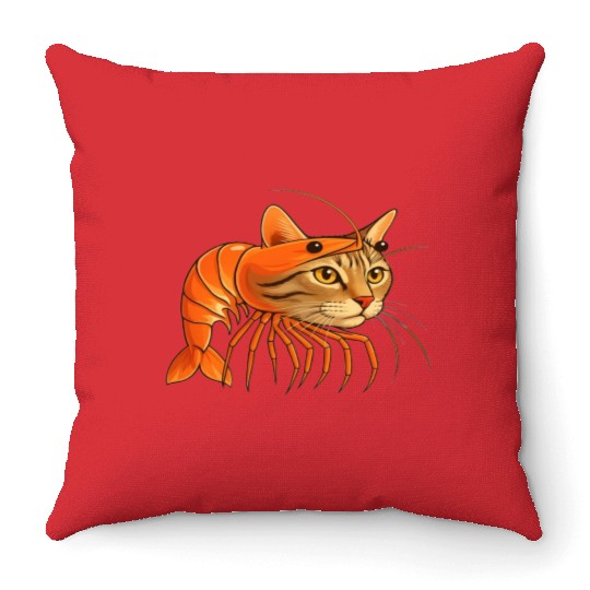 Trippi Troppi Italian Brainrot – Funny Shrimp Cat  Throw Pillows