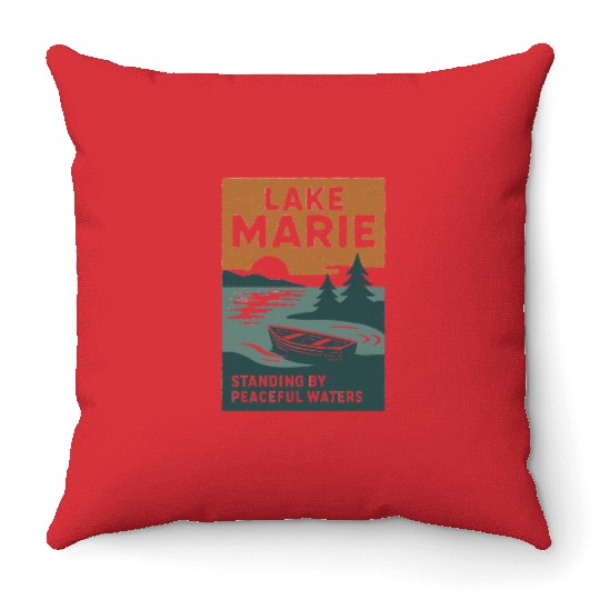 Lake Marie: Standing By Peaceful Waters Throw Pillows