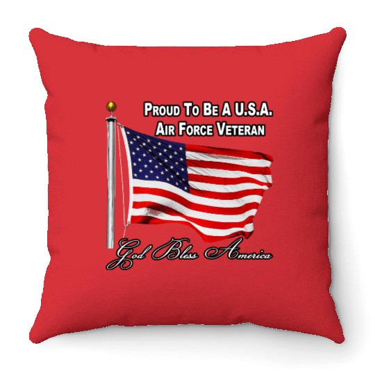 Proud To Be A US Air Force Veteran Throw Pillows