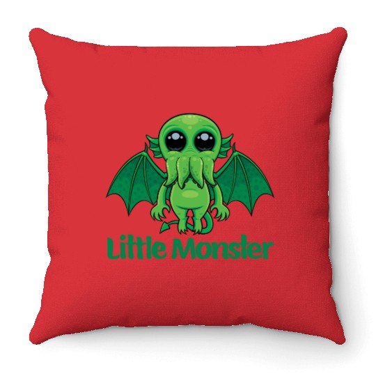 Little Monster Cthulhu Cute Creepy Mythical Buddy Throw Pillows