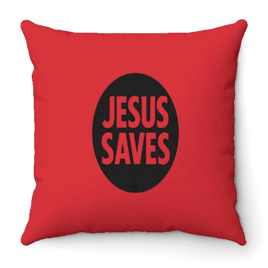 Jesus Saves Inspirational Icon Throw Pillows