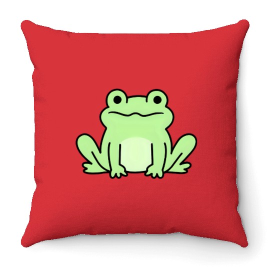 Lime Green Cartoon Frog Design Throw Pillows