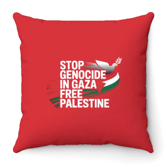 Free Palestine Now – End Genocide in Gaza Throw Pillows