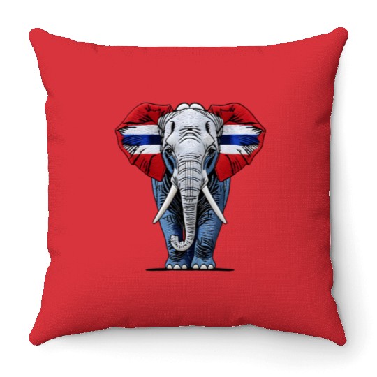 Thailand Elephant Red White Blue National Flag Cul Throw Pillows
