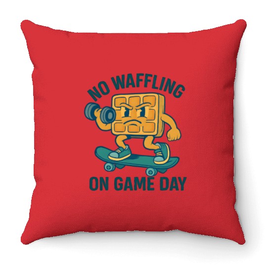Waffle Character Skateboard Design Throw Pillows