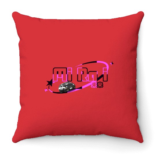 Neon Drift Car Graphic Throw Pillows