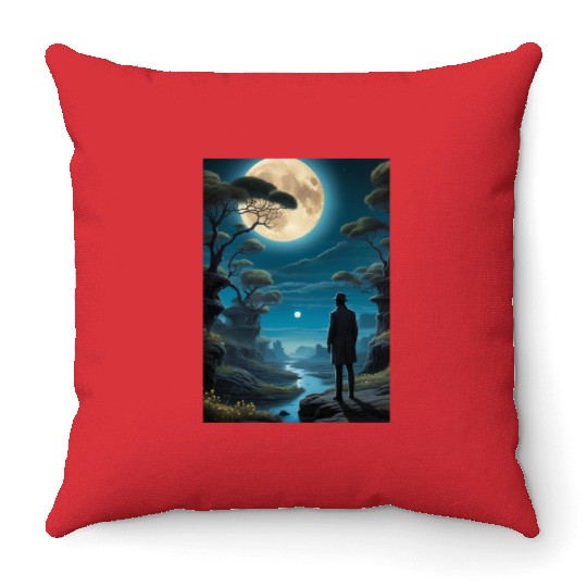 Mystical Night Under the Full Moon Throw Pillows