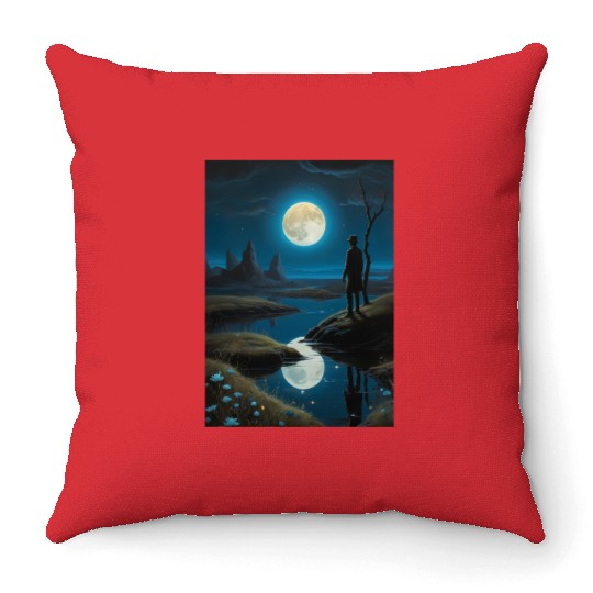 Mystic Night Under the Full Moon Throw Pillows