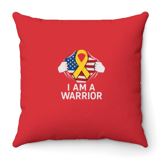 American Warrior of Strength & Awareness Throw Pillows