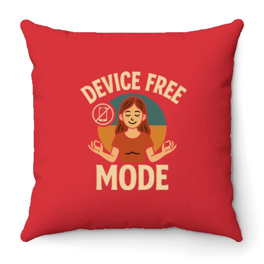 Device-Free Mode Peaceful Yoga Illustration Throw Pillows