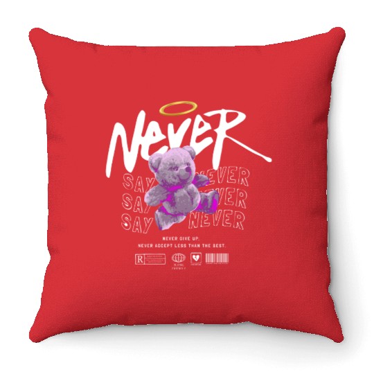 Inspirational Teddy Bear with Angel Halo Throw Pillows