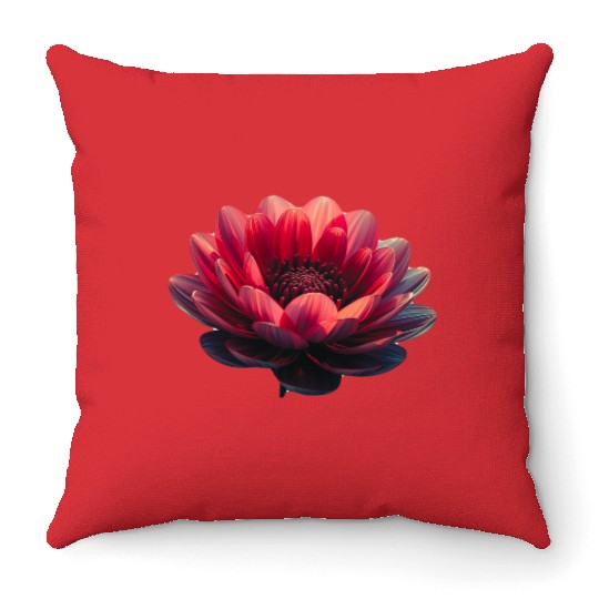 Vivid Red Lotus Blossom Design Throw Pillows