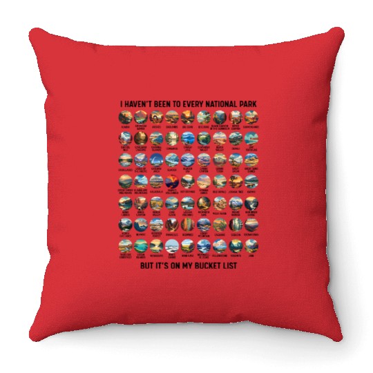 All US National Park Checklist Bucket List Throw Pillows
