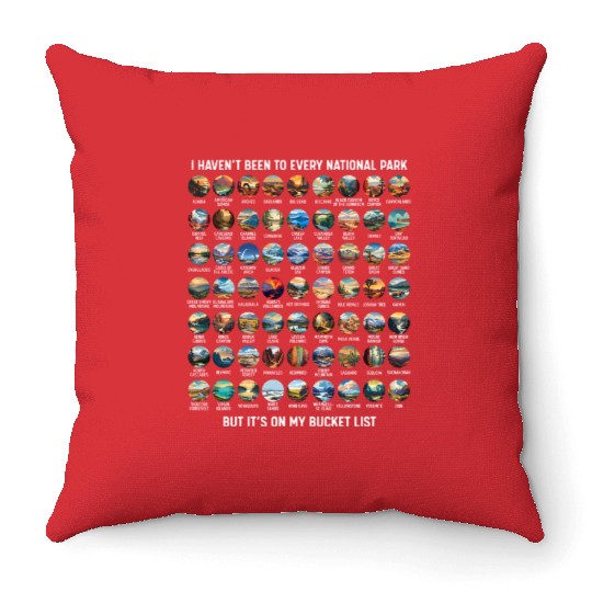 All US National Park Checklist Bucket List Throw Pillows