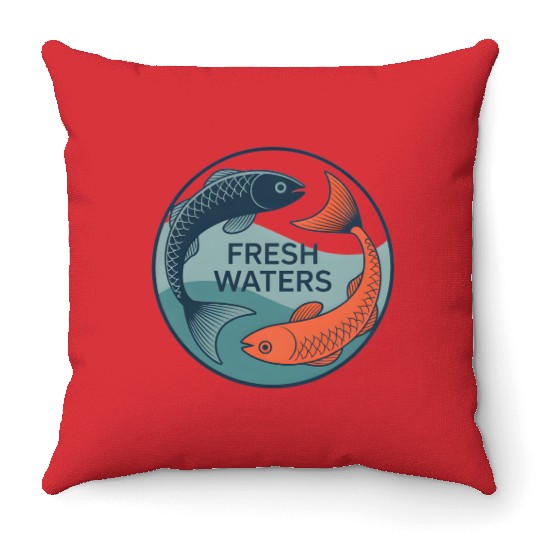 Fresh Waters Koi Fish Artwork Throw Pillows