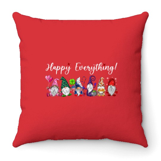 Happy Everything Gnomes Every Seasons All Year Throw Pillows