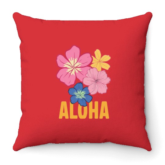 Tropical Aloha Floral Design Throw Pillows