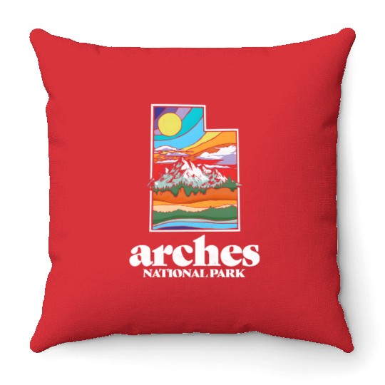 Arches National Park Utah Vintage Nature Outdoor Throw Pillows