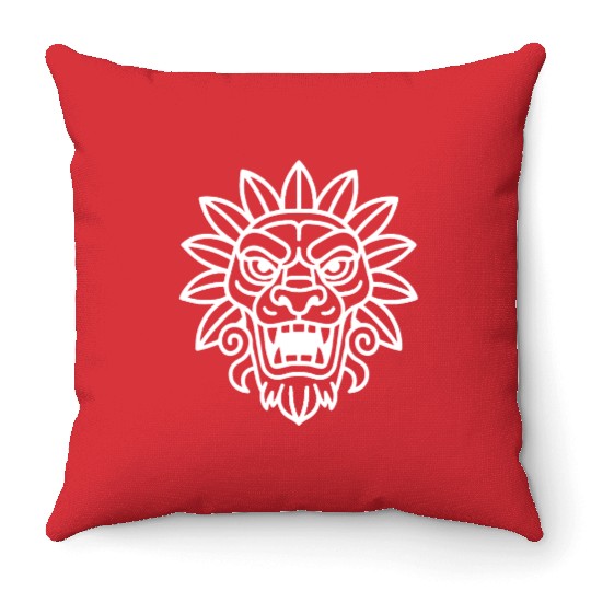 Aztec Feathered Serpent Artwork Throw Pillows