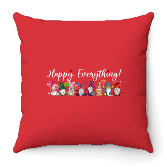 Happy Everything Gnomes Every Seasons All Year Throw Pillows