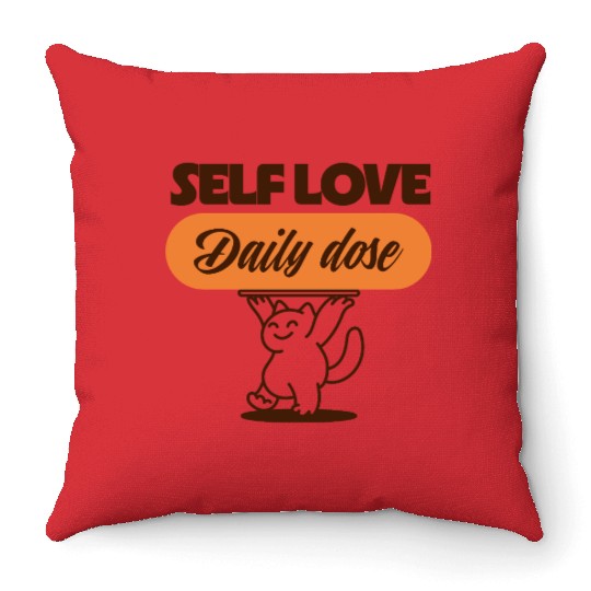 Self Love Cat Daily Dose Throw Pillows