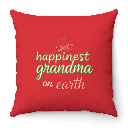 Happiest Grandma on Earth Neon Design Throw Pillows