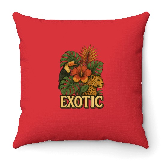 Vibrant Jungle Animal and Floral Print Throw Pillows