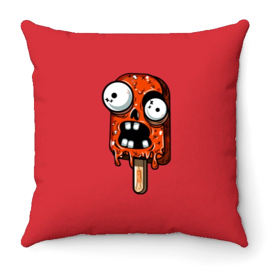 ice cream zombie 02 Orange grunge sour scream Pop Throw Pillows