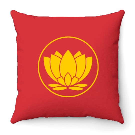 Minimalist Lotus Emblem Design Yellow Throw Pillows