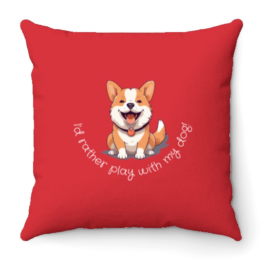 Joyful Corgi Playfulness Design Throw Pillows