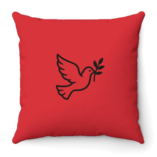 Elegant Doves with Olive Branch Design Throw Pillows