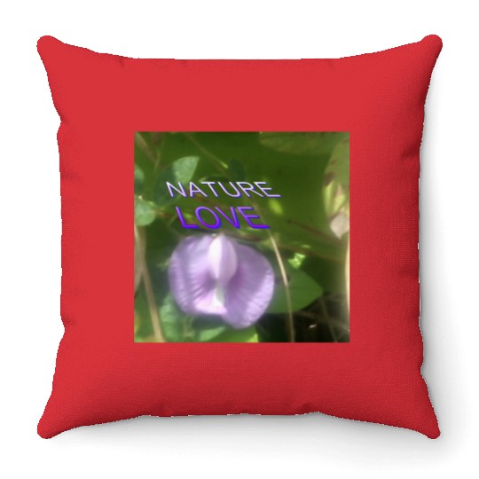 Nature Love with Purple Flower Art Throw Pillows