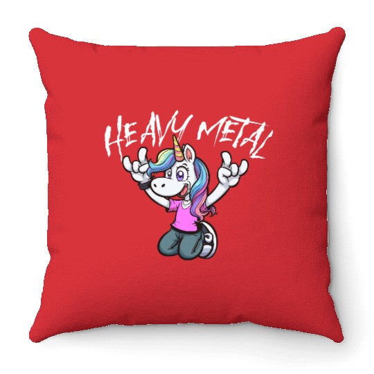 Vibrant Unicorn Rock Hand Design heavy Metal Throw Pillows