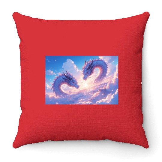 Celestial Dragon Duo Throw Pillows