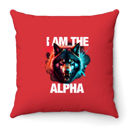I Am The Alpha Wolf Throw Pillows