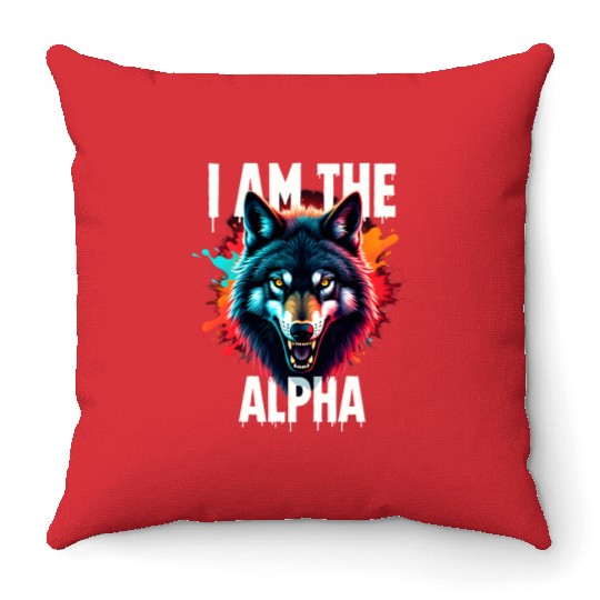I Am The Alpha Wolf Throw Pillows