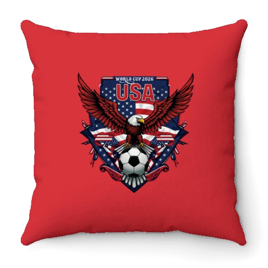 USA Soccer World Cup 2026 Eagle Patriotic Apparel Throw Pillows