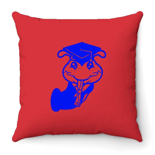 Caterpillar hole school graduation passed College Throw Pillows