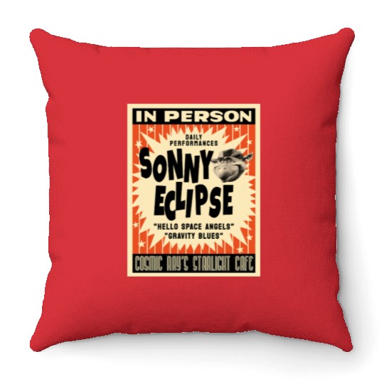 Retro Sonny Eclipse Poster Throw Pillows