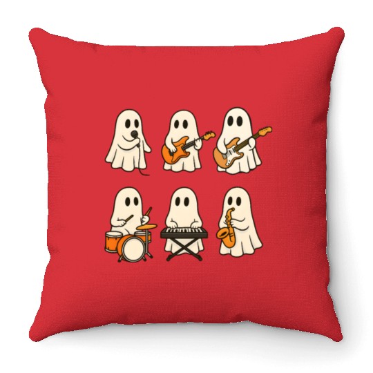 Ghost Band Musical Ensemble Throw Pillows