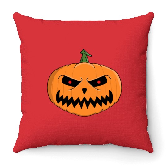 Menacing Jack-O'-Lantern Halloween Design Throw Pillows