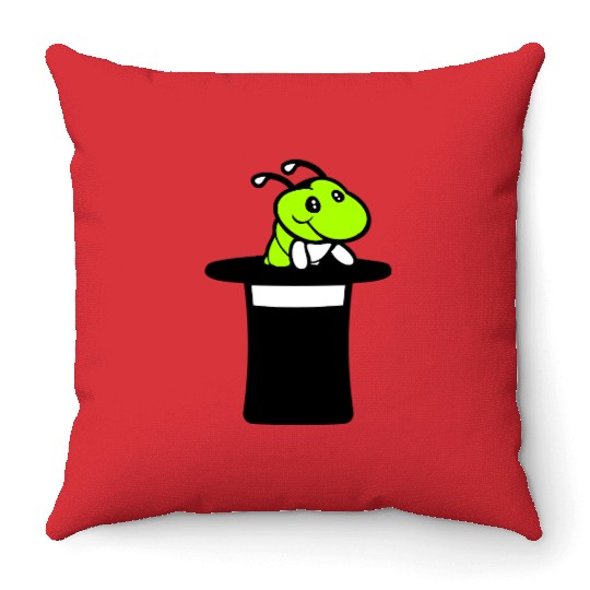 Caterpillar top hat magician wizard magic trick Throw Pillows