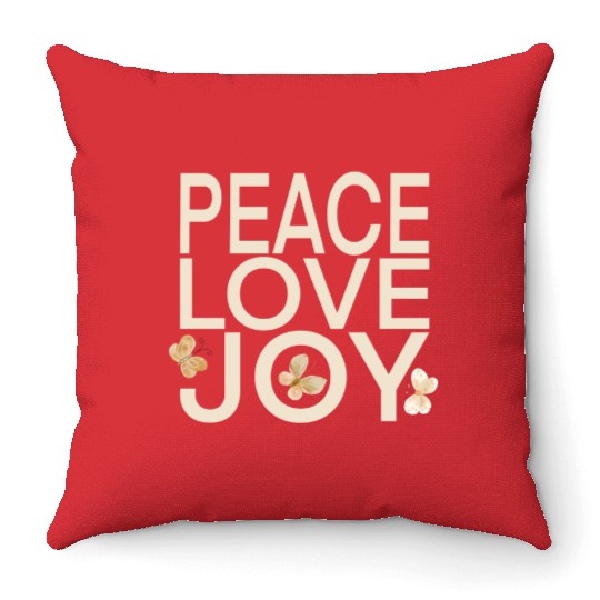 Butterfly Peace Love Joy Typography Throw Pillows