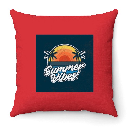 Sunset Beach Summer Vibes Design Throw Pillows